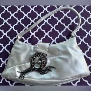 Women’s Small Silver hand bag for evening with embellishments